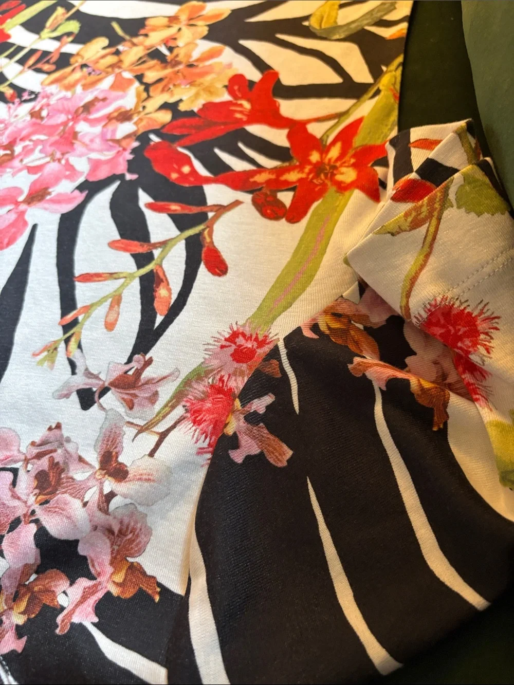 Chico's Multicolor Floral & Zebra Print Tee - Picture 6 of 6
